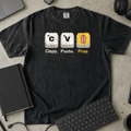 Copy Paste Pray Shirt — Black Comfort Colors 1717 flat lay