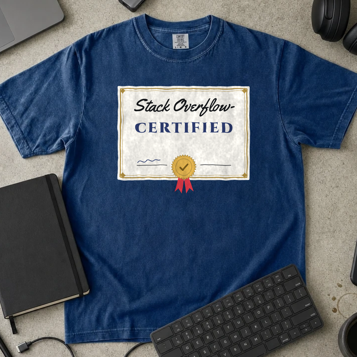 Forum Certified Programmer Shirt — True Navy Comfort Colors 1717 flat lay