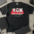 10x Developer 10x the Bugs Shirt — Black Comfort Colors 1717 flat lay