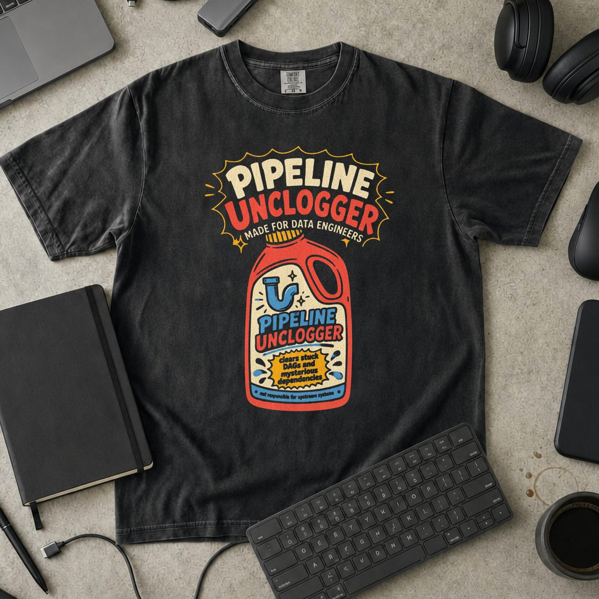 Pipeline Unclogger Premium Shirt — black Premium Shirt mock-up