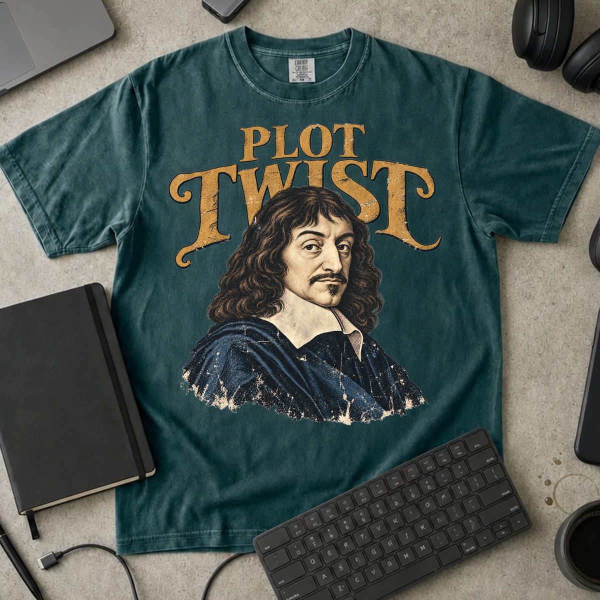 Plot Twist Shirt — Blue Spruce Comfort Colors 1717 flat lay