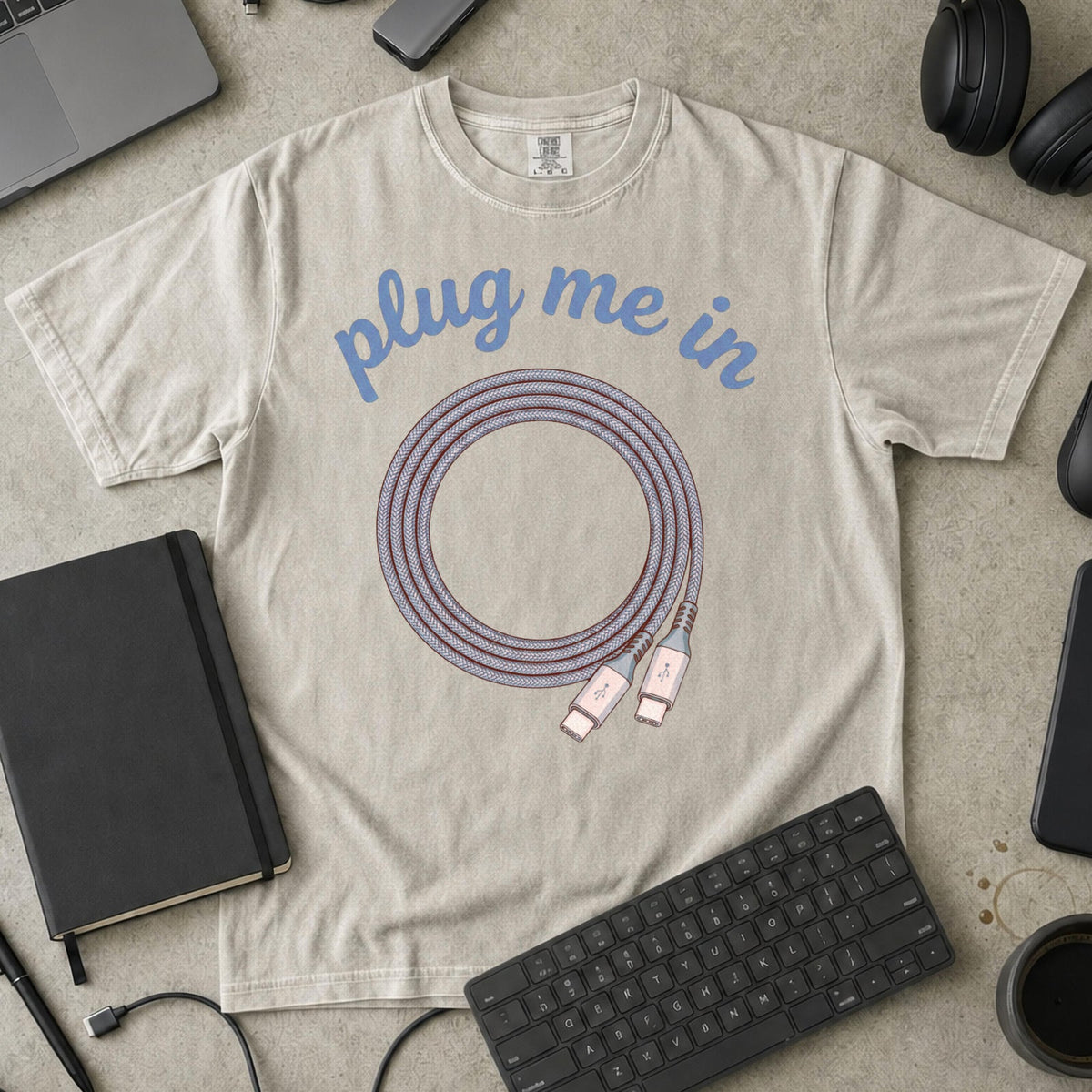 Plug Me In Premium Shirt — ivory Premium Shirt mock-up