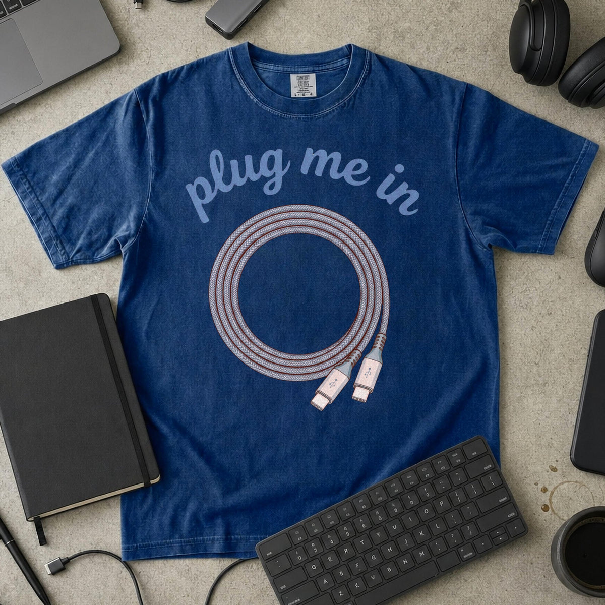 Plug Me In Premium Shirt — true navy Premium Shirt mock-up