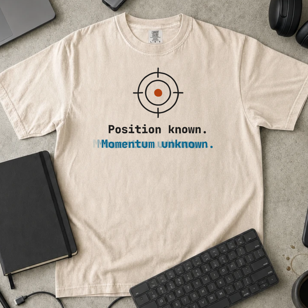 Position Known Momentum Unknown Shirt — Ivory Comfort Colors 1717 flat lay