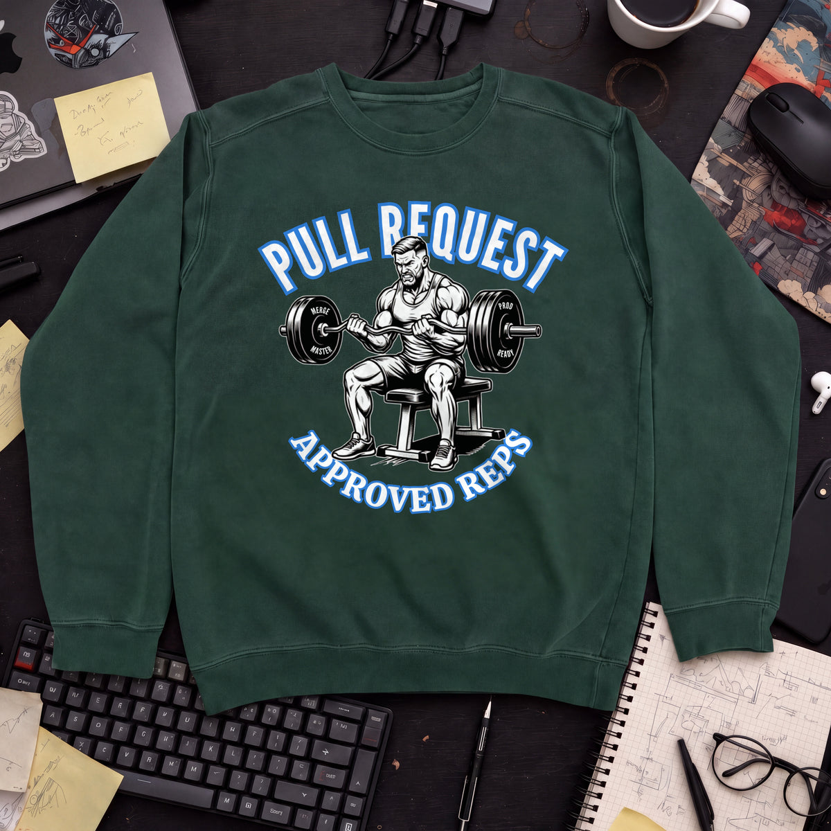 Pull Request Approved Reps Sweatshirt — Bottle Green