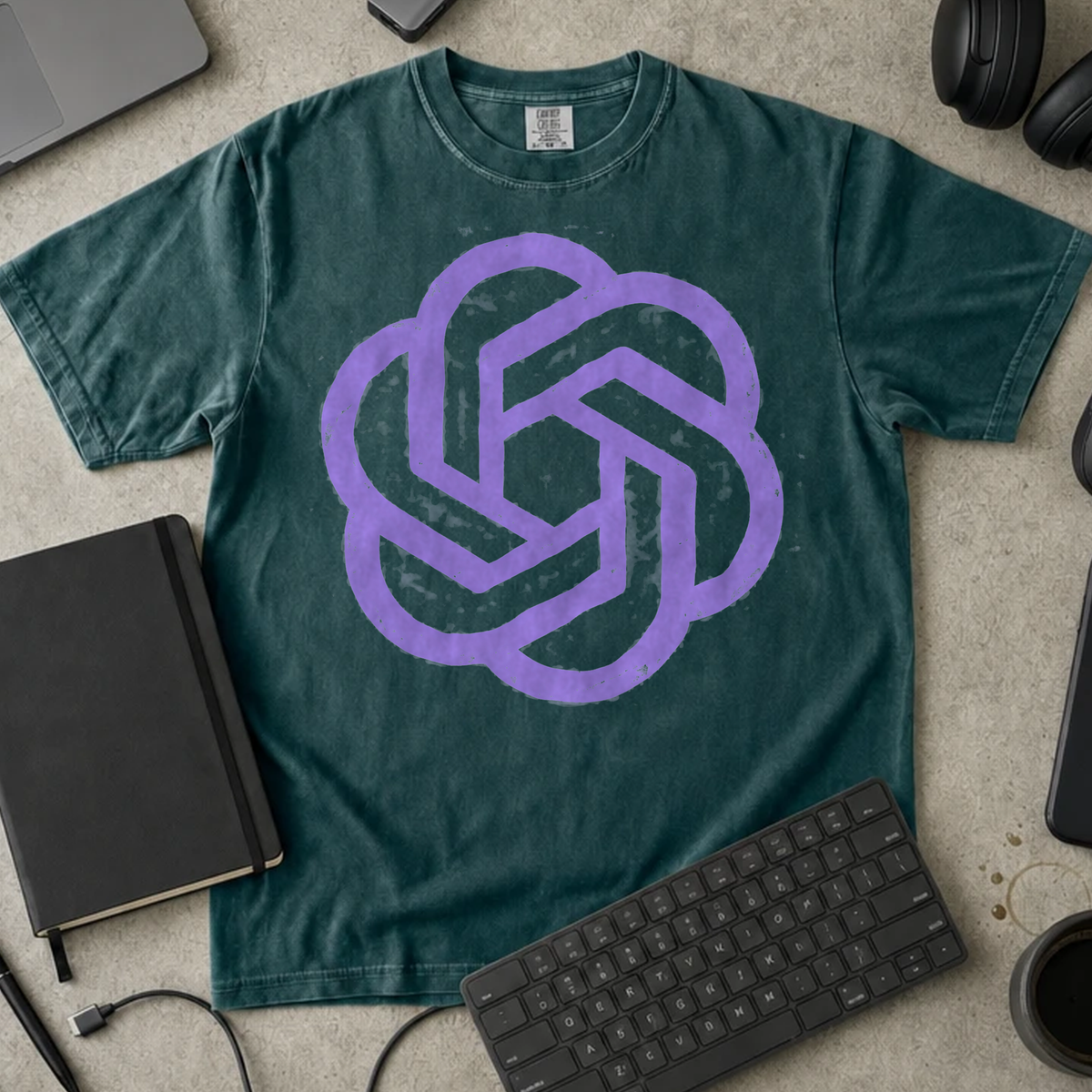 Purple Knot Shirt — Blue Spruce Comfort Colors 1717 flat lay