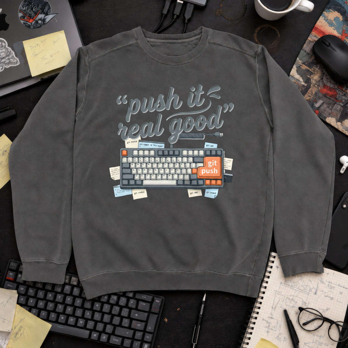 Push It Real Good Keyboard Sweatshirt — Pepper