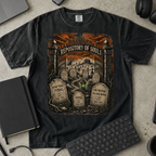 Repository of Souls Shirt — Black Comfort Colors 1717 flat lay