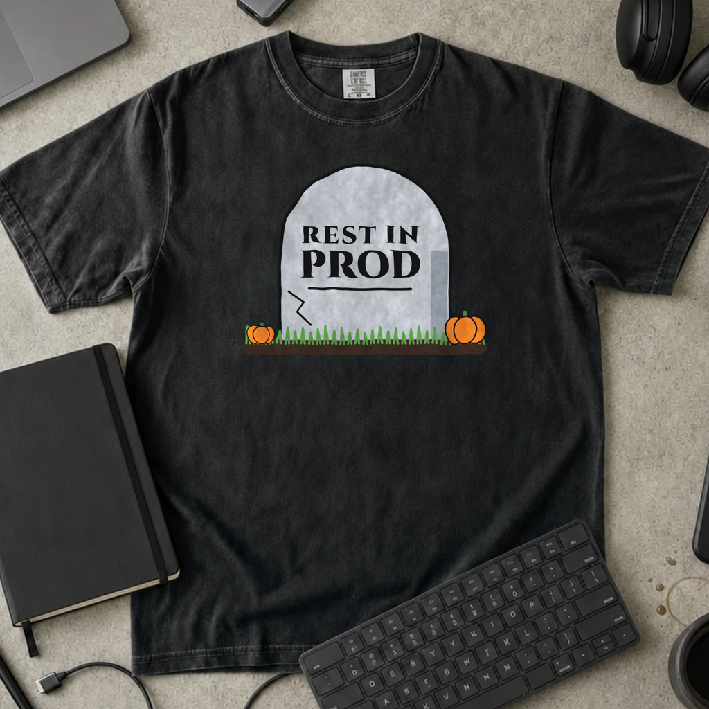 Rest In Prod Shirt — Black Comfort Colors 1717 flat lay