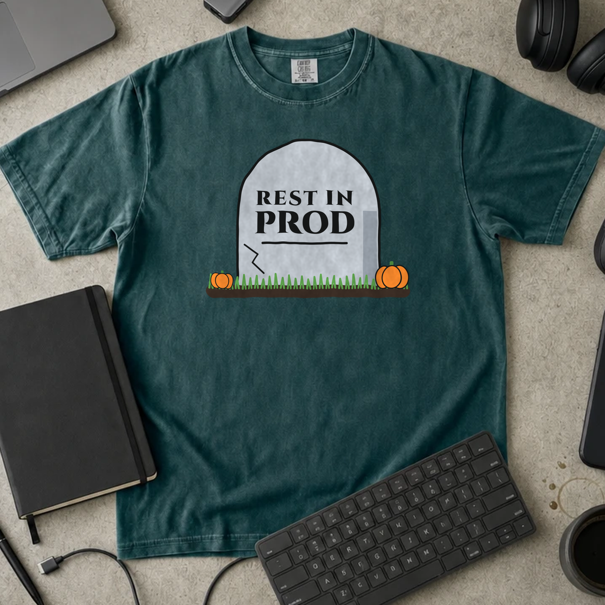 Rest In Prod Shirt — Blue Spruce Comfort Colors 1717 flat lay