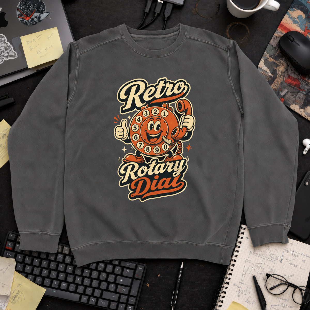 Retro Rotary Dials Sweatshirt — Pepper