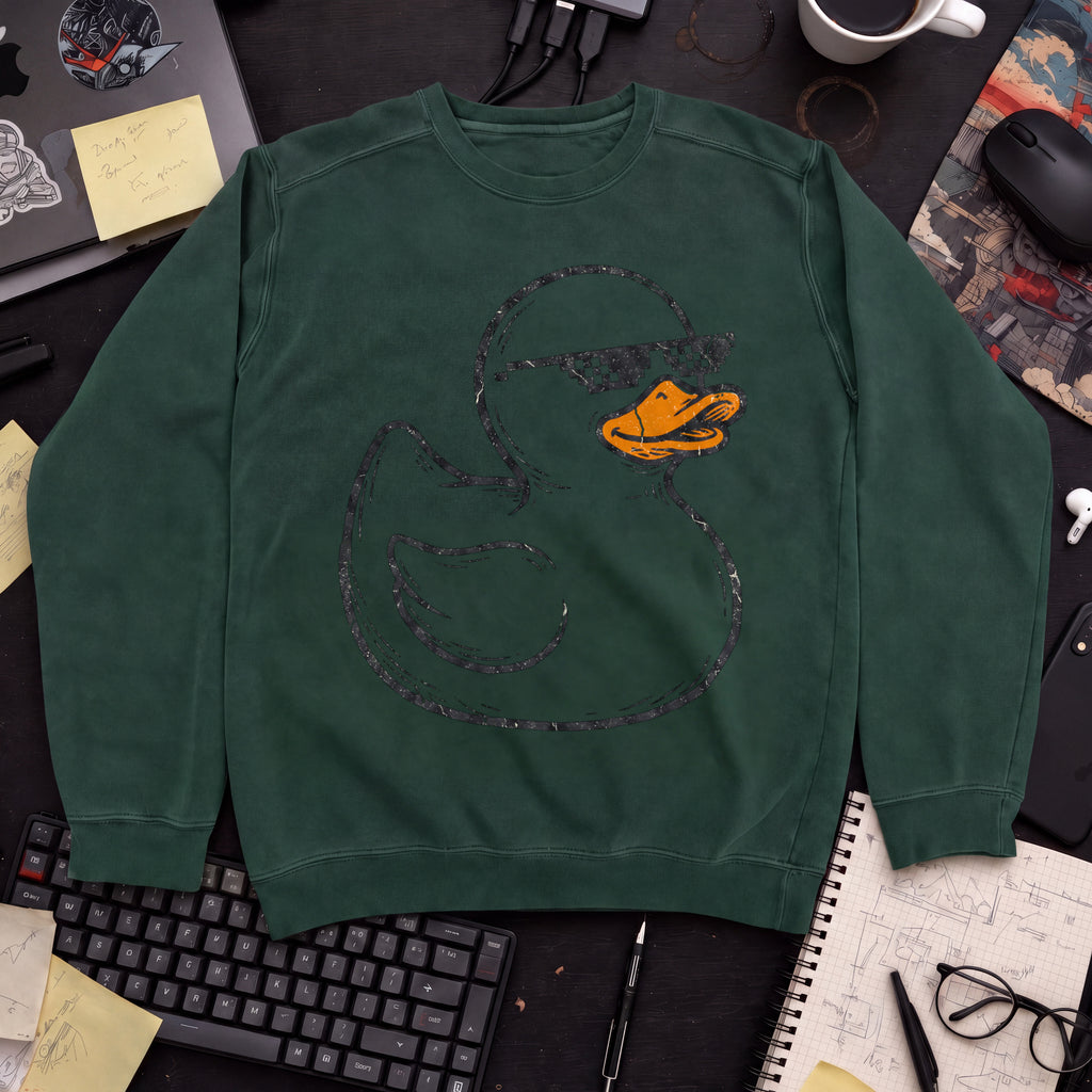 Rubber Duck Line Art Sweatshirt — Bottle Green