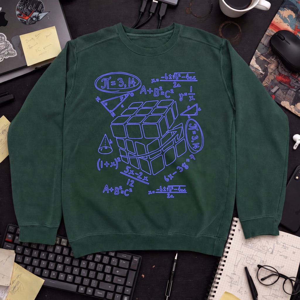 Rubiks Cube Mathematics Sweatshirt — Bottle Green