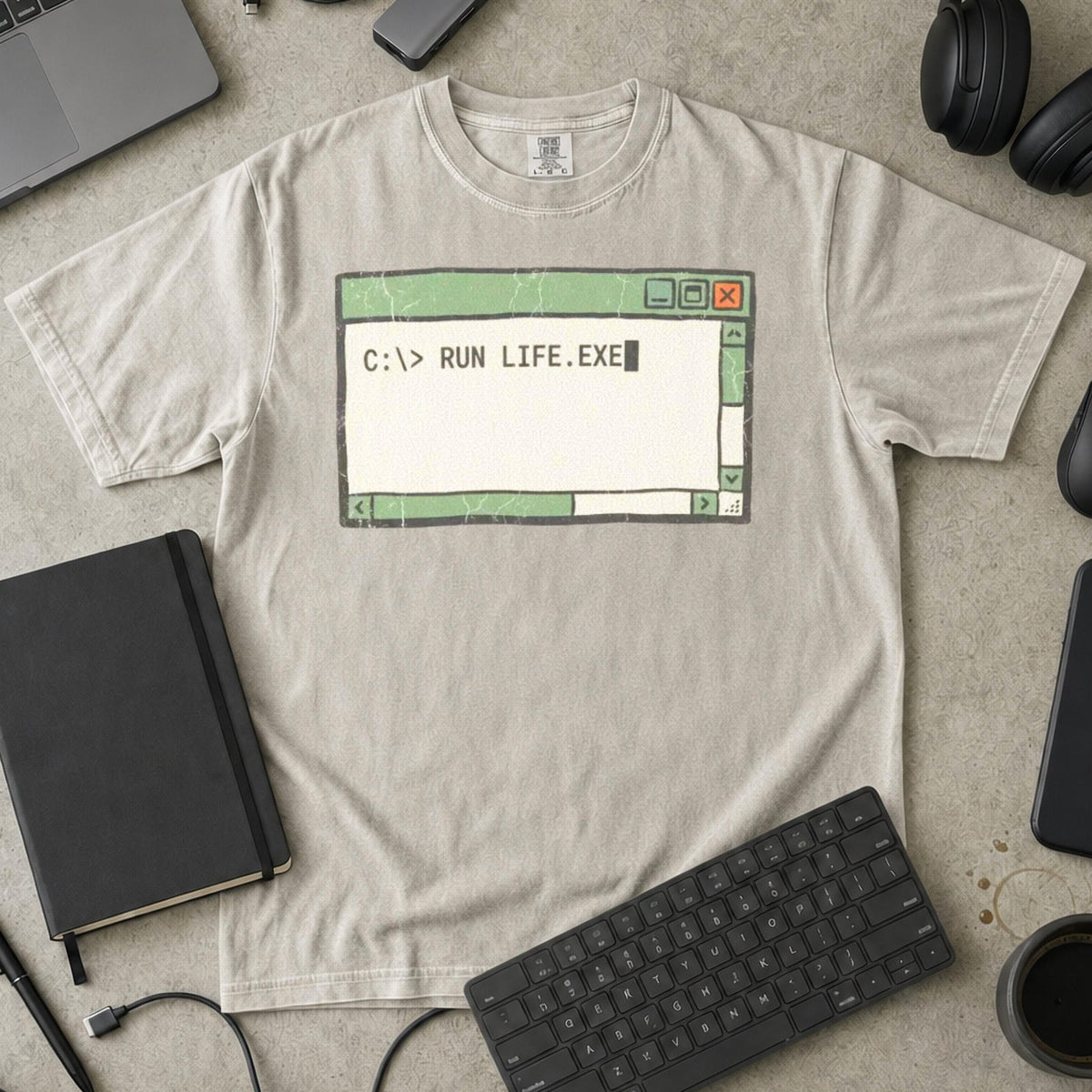 Run Life.exe Premium Shirt — ivory Premium Shirt mock-up