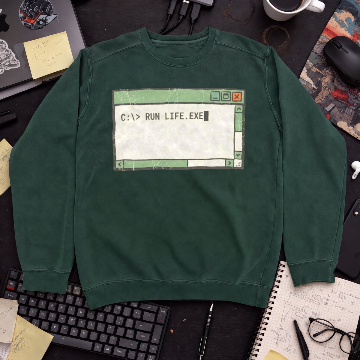 Run Life.exe Sweatshirt — Bottle Green