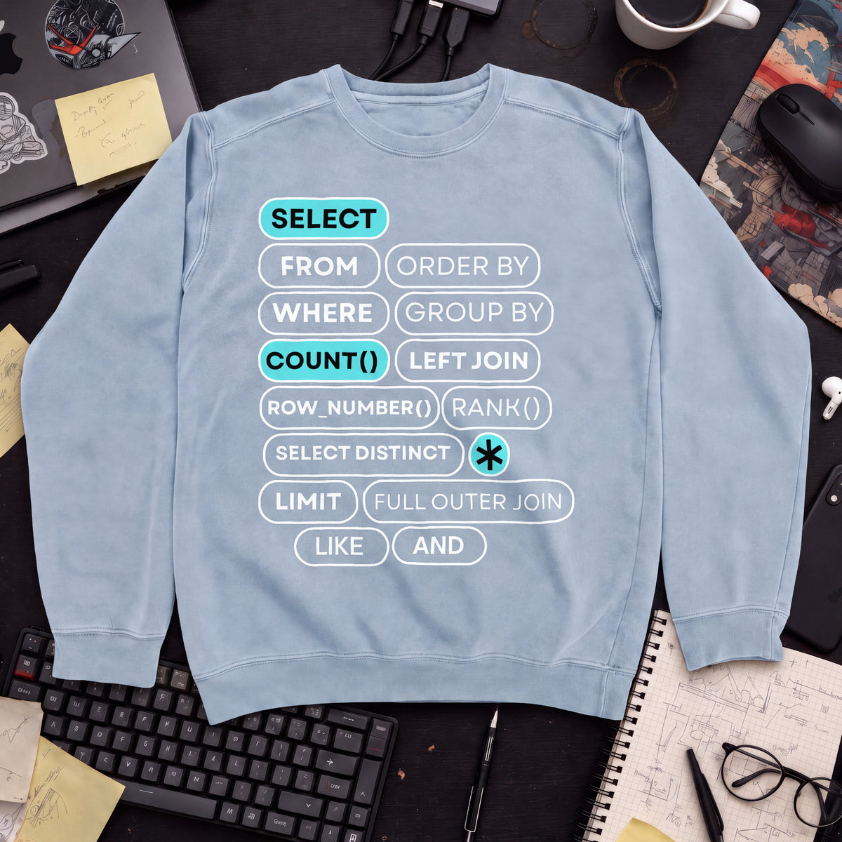 Select Count Sweatshirt — Sky Blue