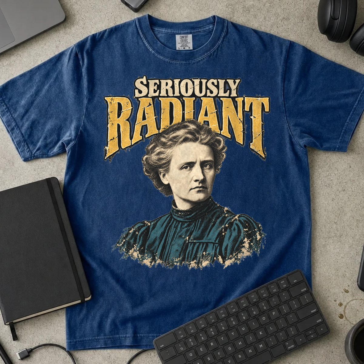 Seriously Radiant Shirt — True Navy Comfort Colors 1717 flat lay