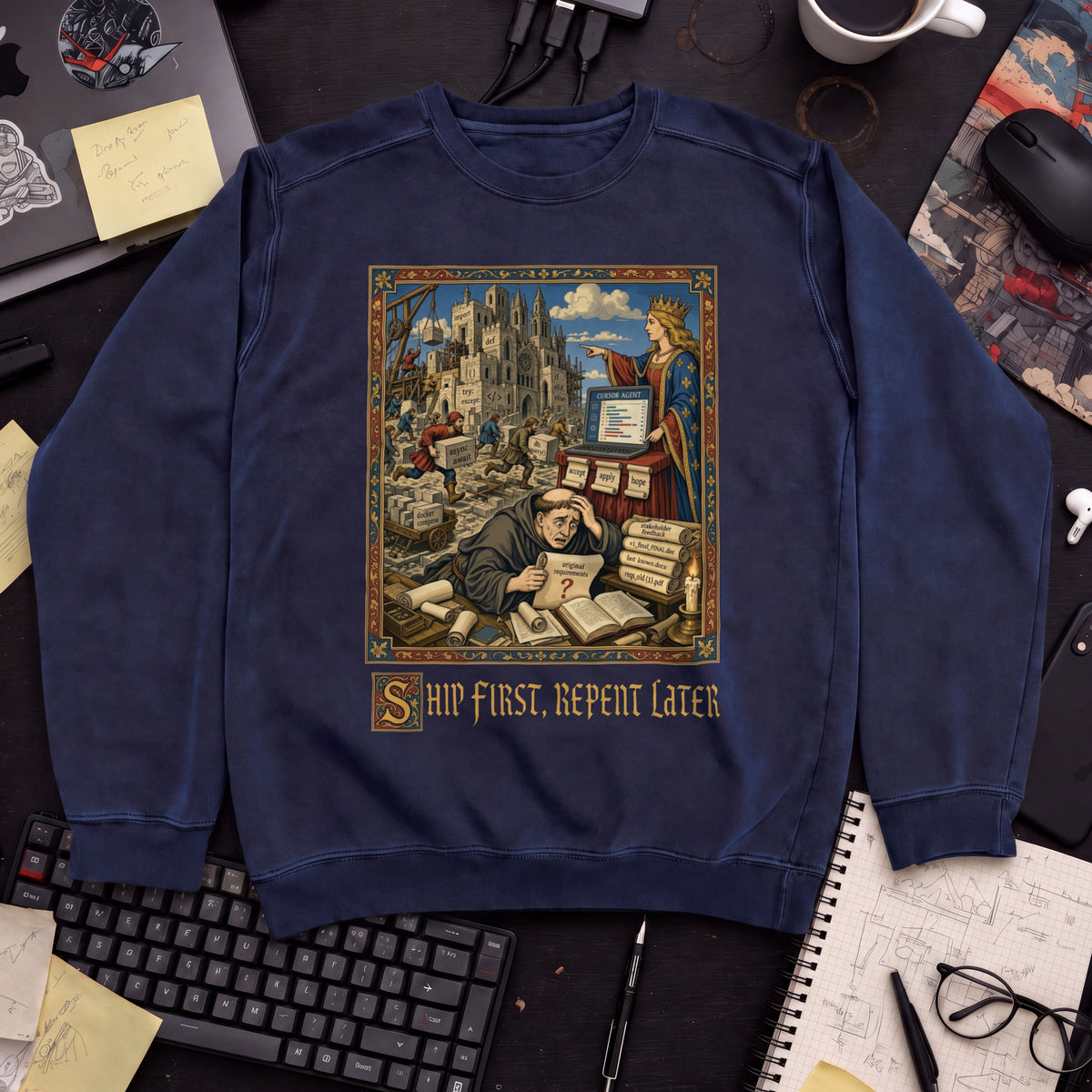 Ship First Repent Later Sweatshirt — Navy