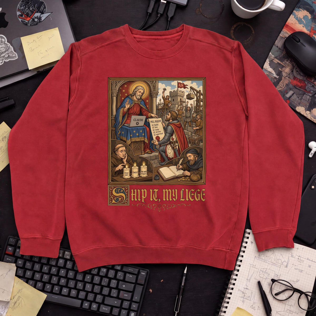 Ship It My Liege Sweatshirt — Fire Red