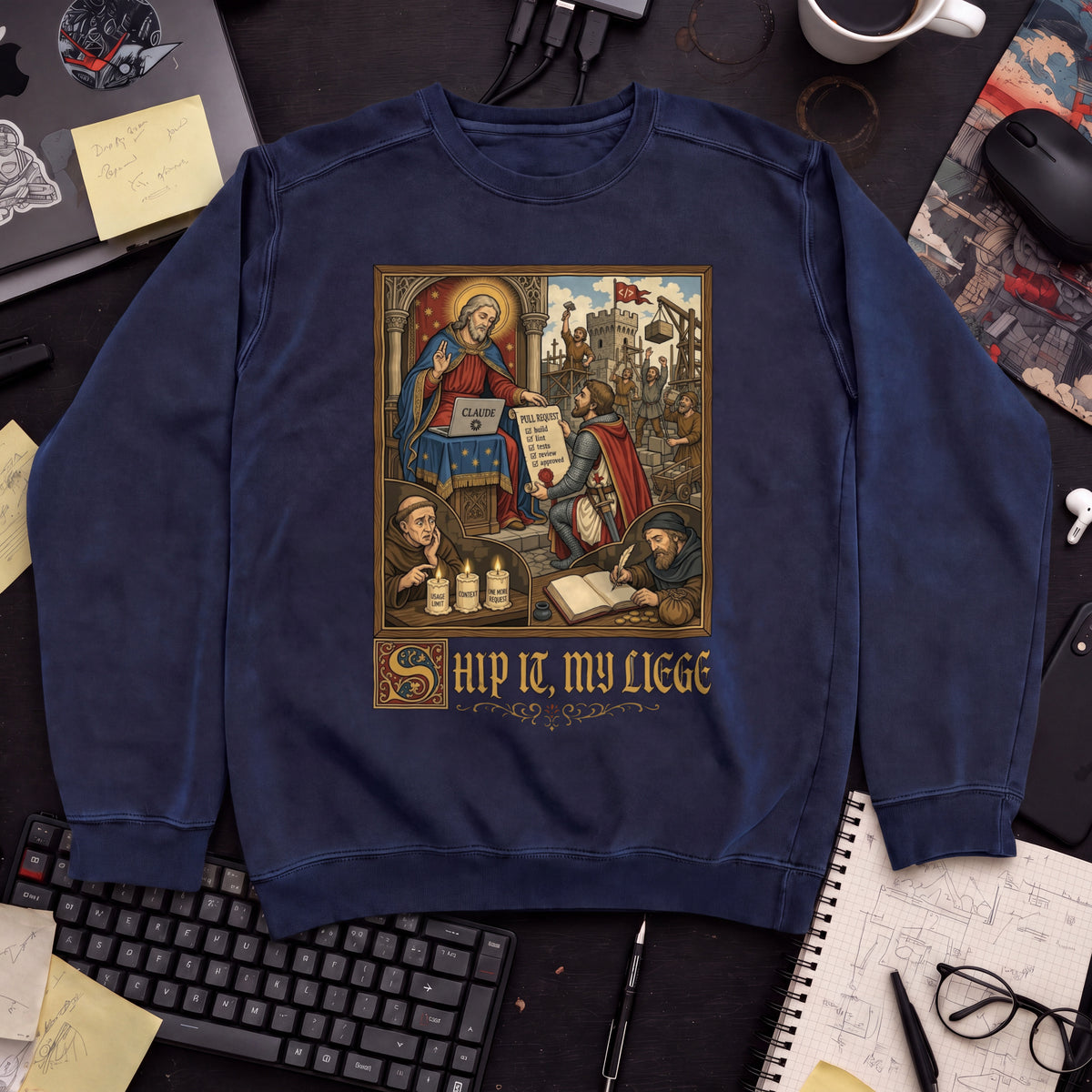 Ship It My Liege Sweatshirt — Navy