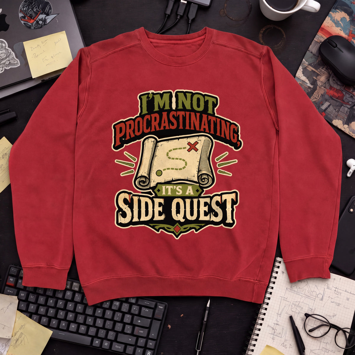 Side Quest Sweatshirt — Fire Red