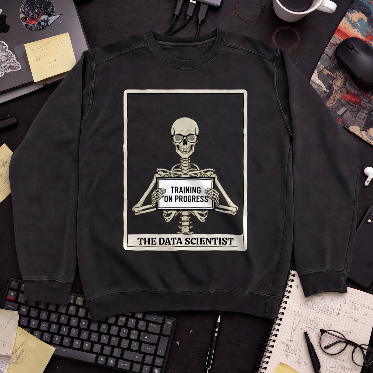 Skeleton Data Scientist Sweatshirt — Black
