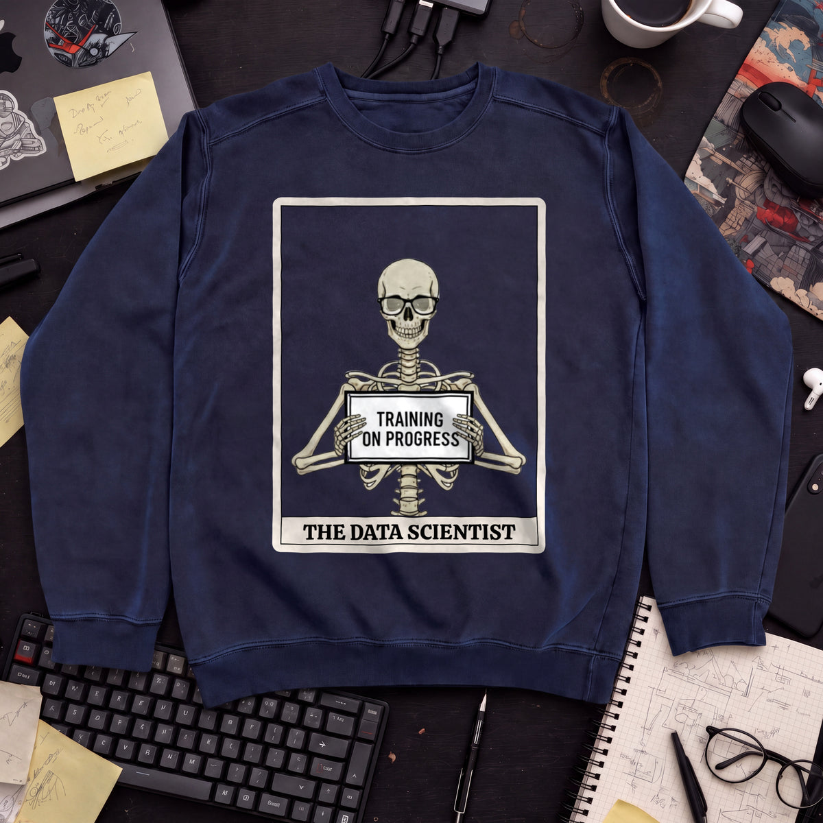 Skeleton Data Scientist Sweatshirt — Navy