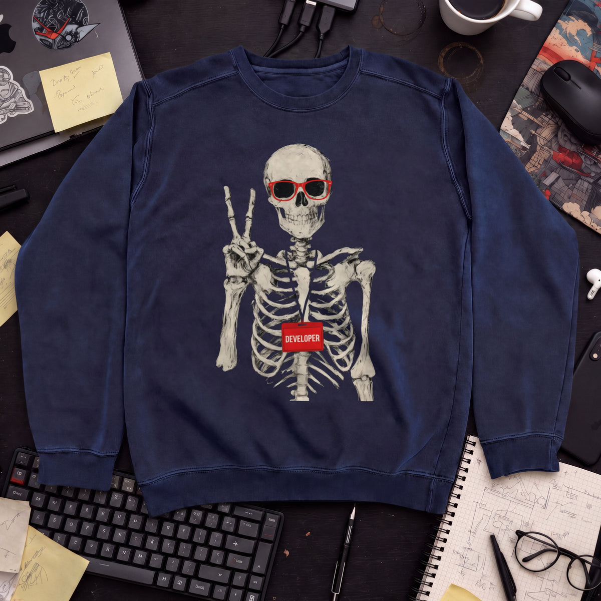 Skeleton Developer Sweatshirt — Navy