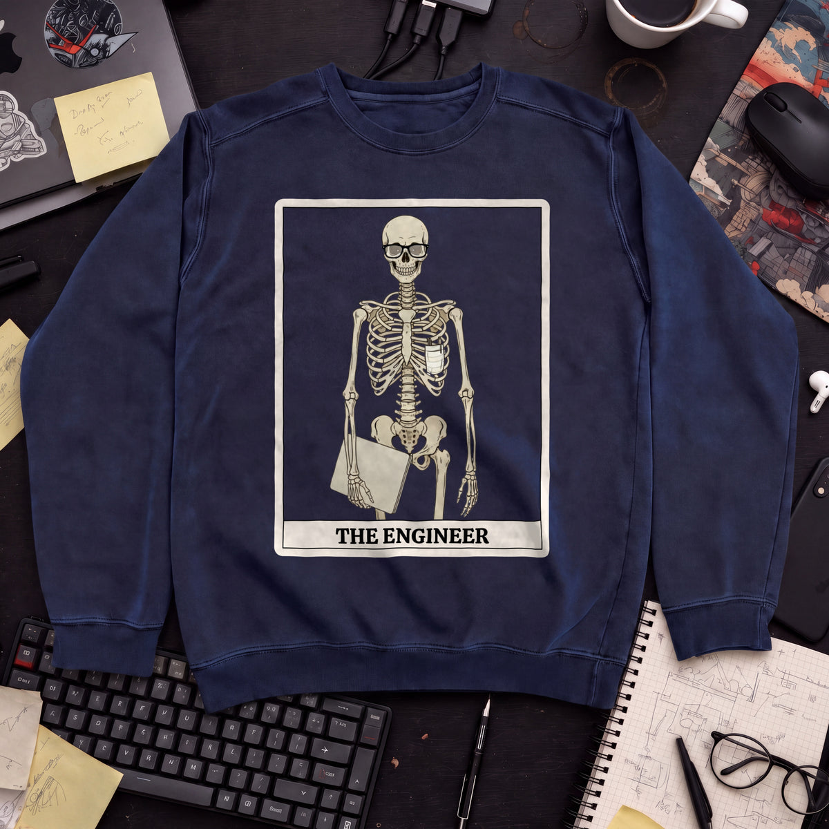 Skeleton Engineer Sweatshirt — Navy