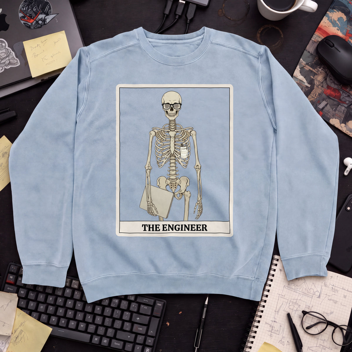 Skeleton Engineer Sweatshirt — Sky Blue