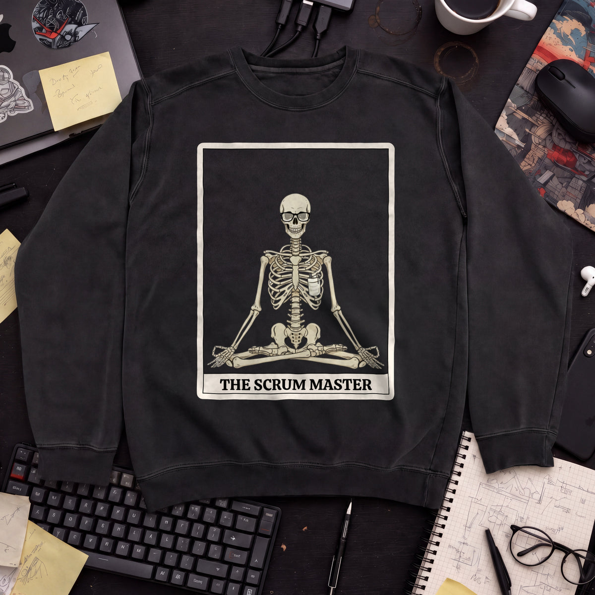 Skeleton Scrum Master Sweatshirt — Black