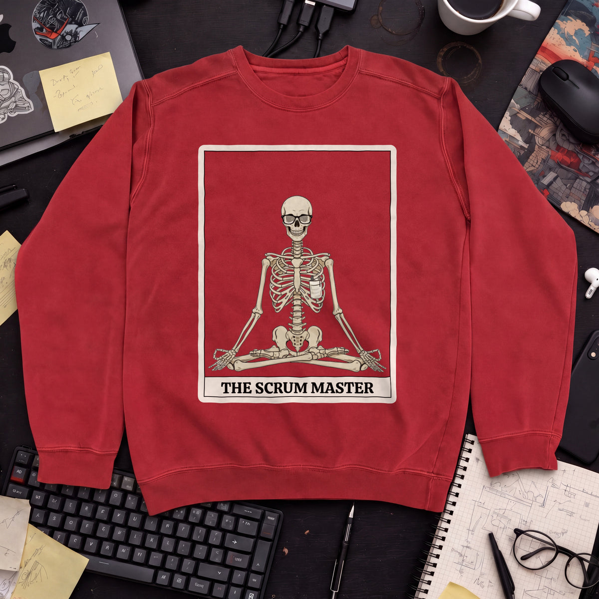 Skeleton Scrum Master Sweatshirt — Fire Red