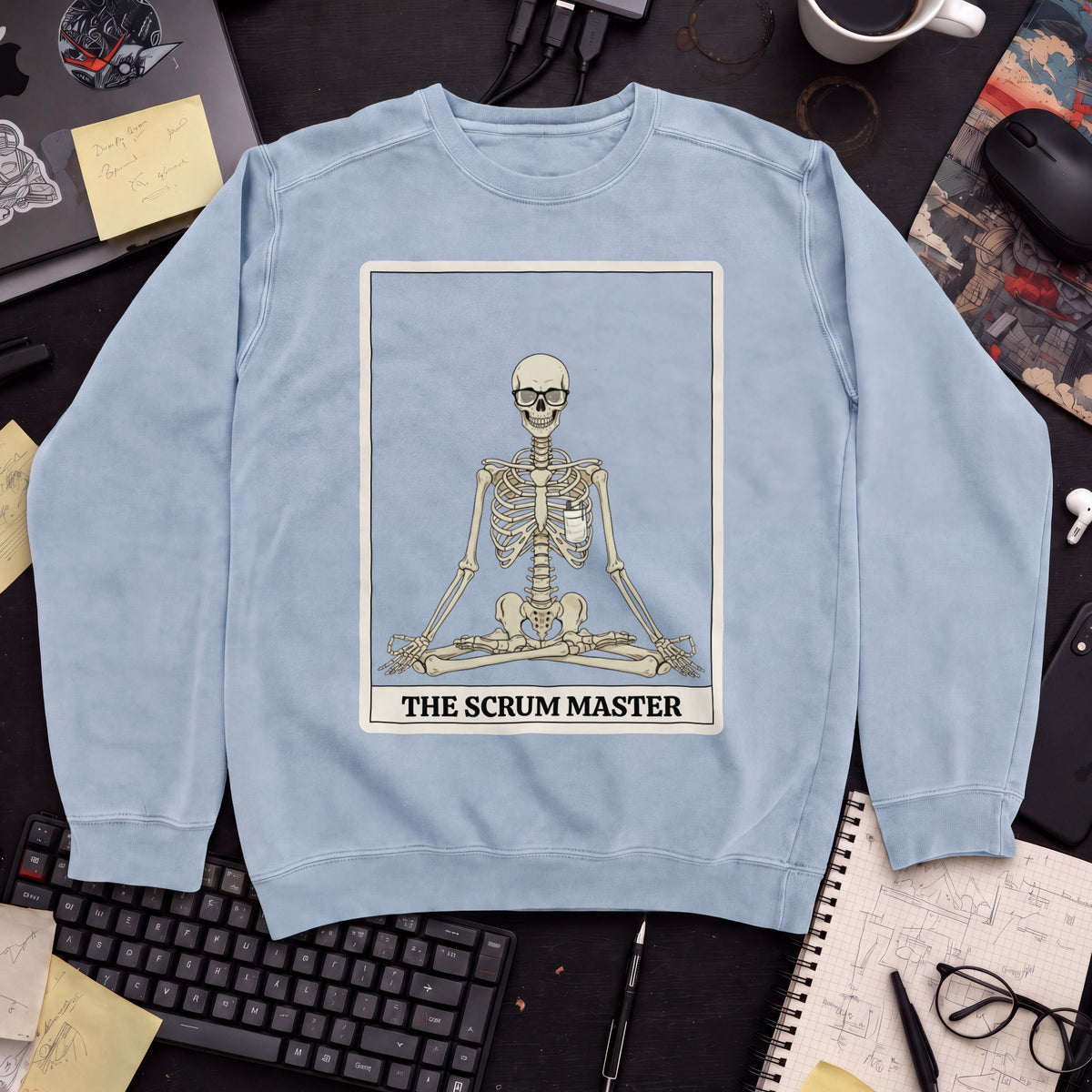 Skeleton Scrum Master Sweatshirt — Sky Blue