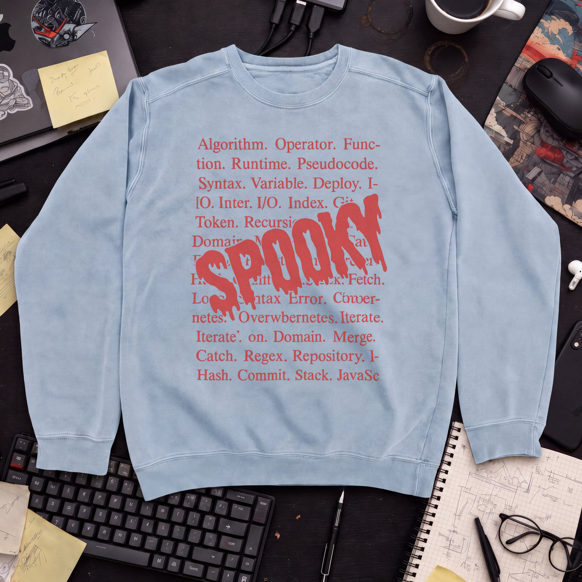 Spooky Code Sweatshirt — Sky Blue