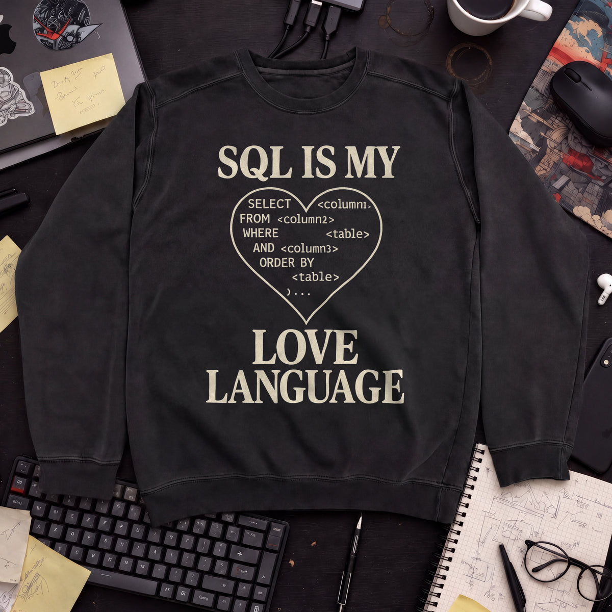 Sql Is My Love Language Sweatshirt — Black