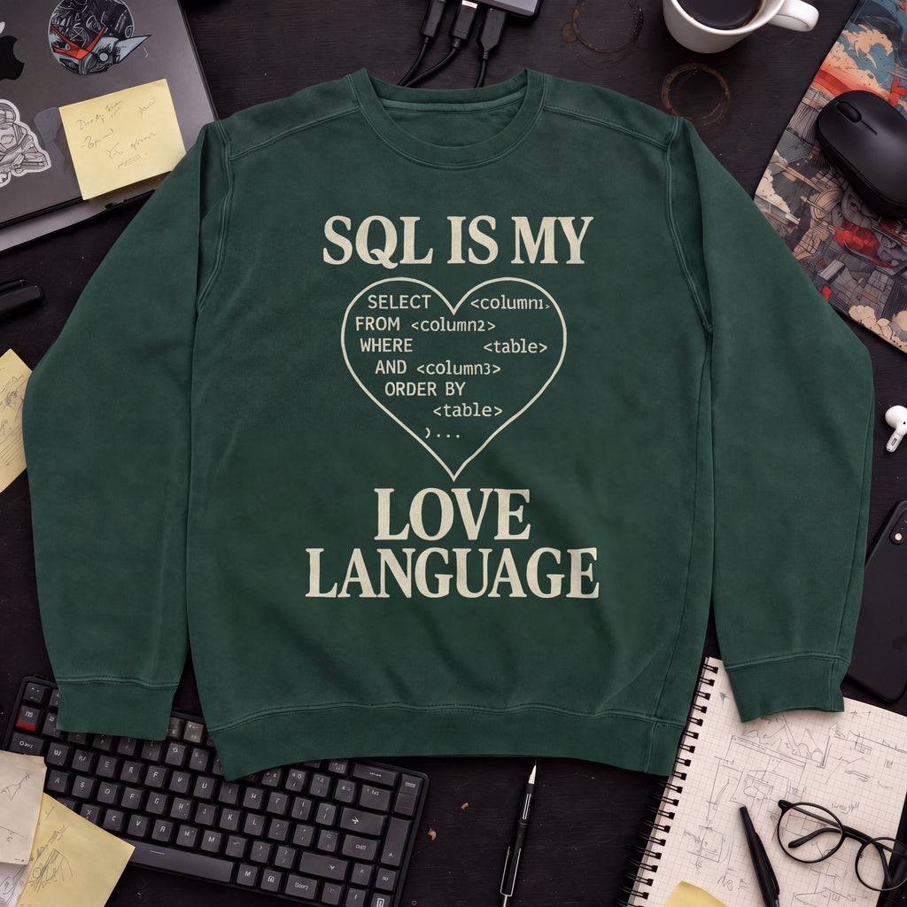 Sql Is My Love Language Sweatshirt — Bottle Green