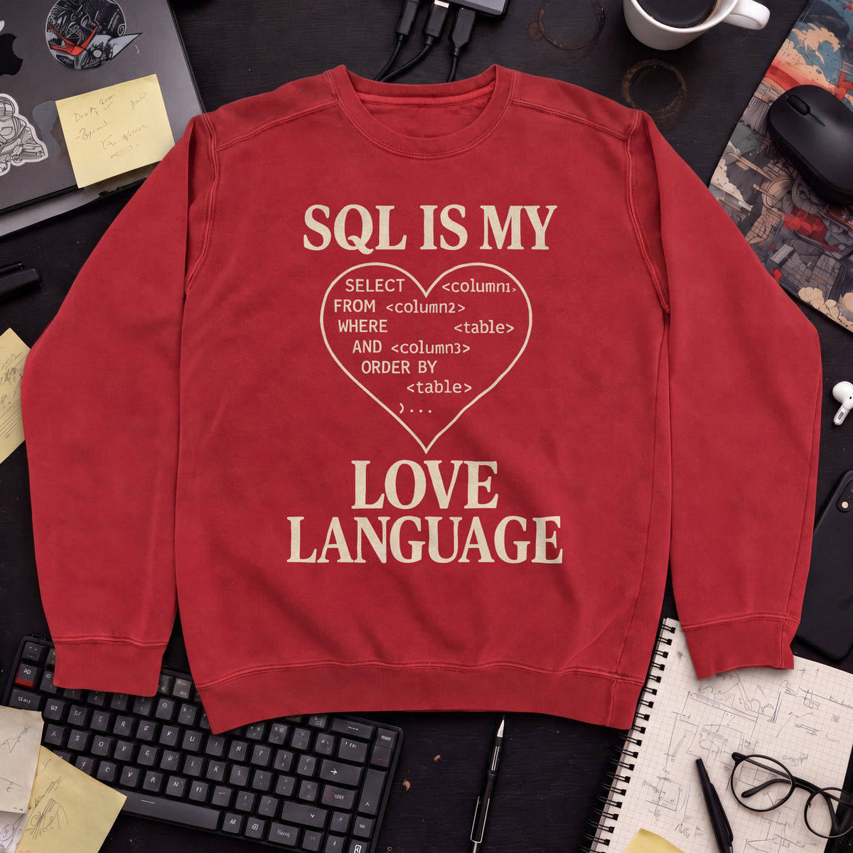 Sql Is My Love Language Sweatshirt — Fire Red