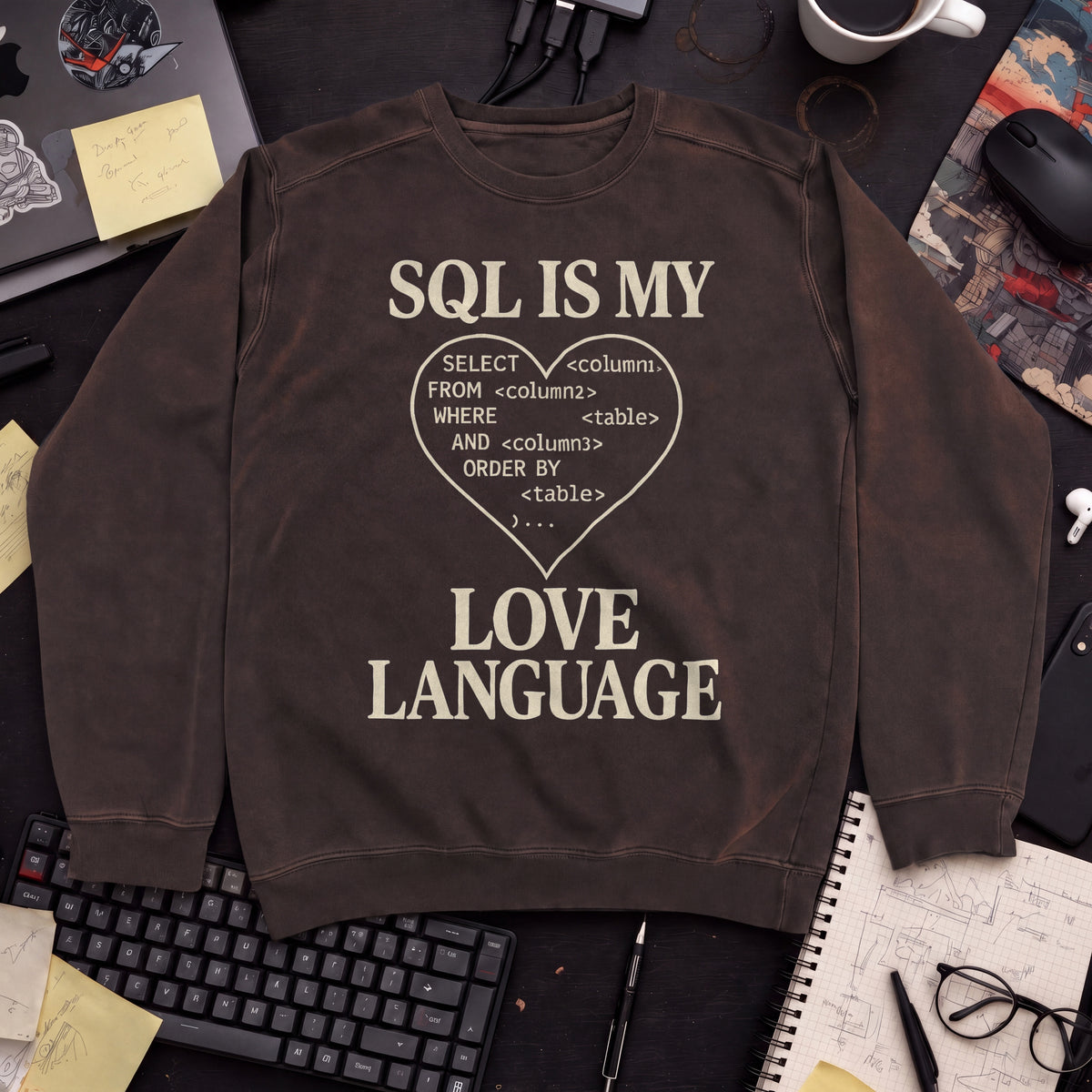 Sql Is My Love Language Sweatshirt — Hot Chocolate