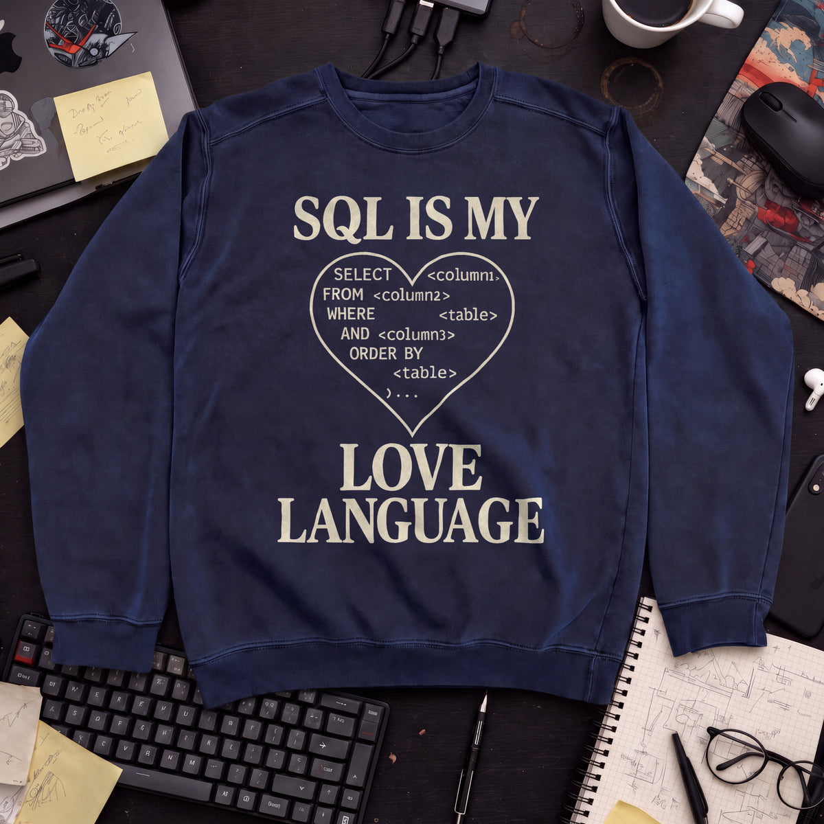 Sql Is My Love Language Sweatshirt — Navy