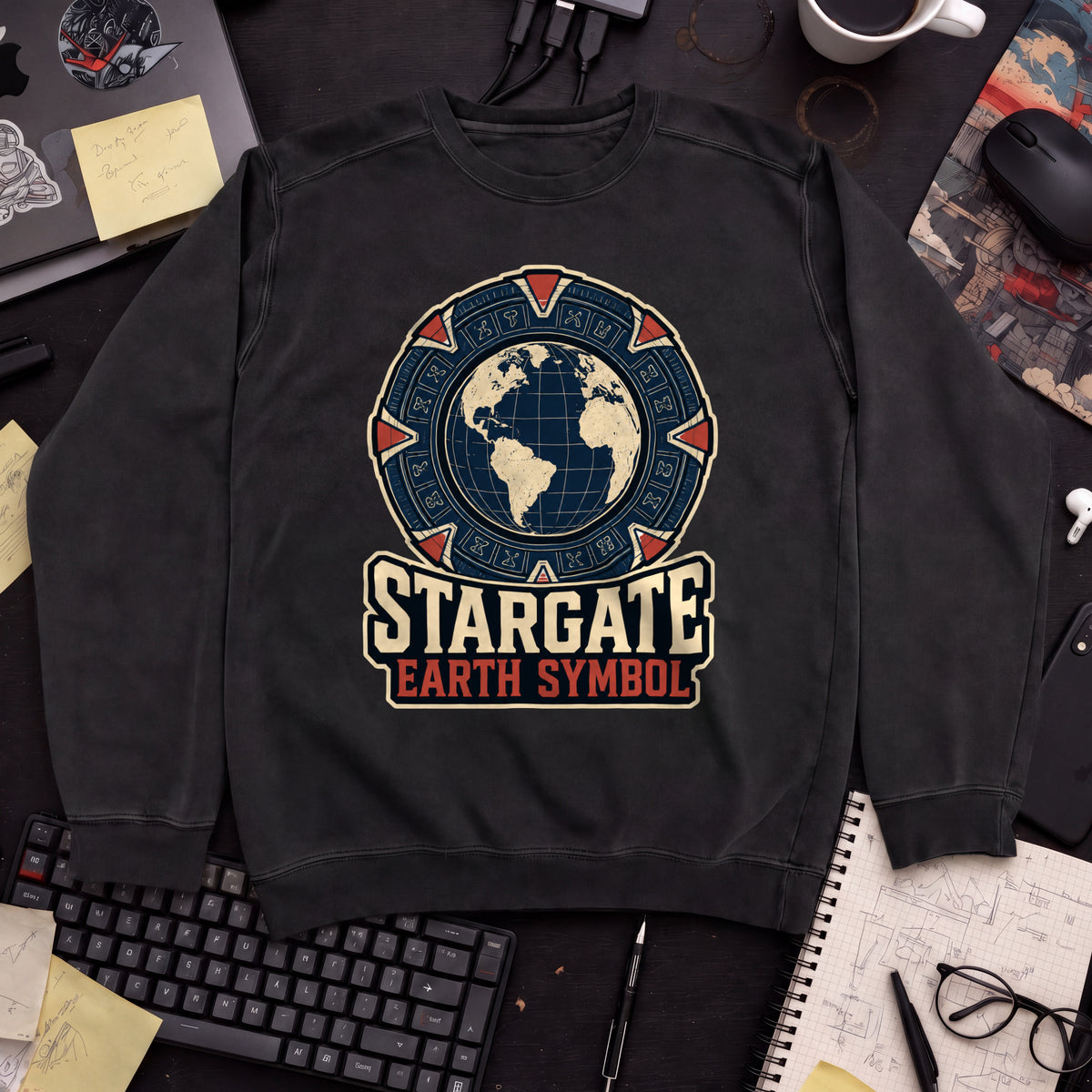 Stargate Earth Symbol Sweatshirt — Black