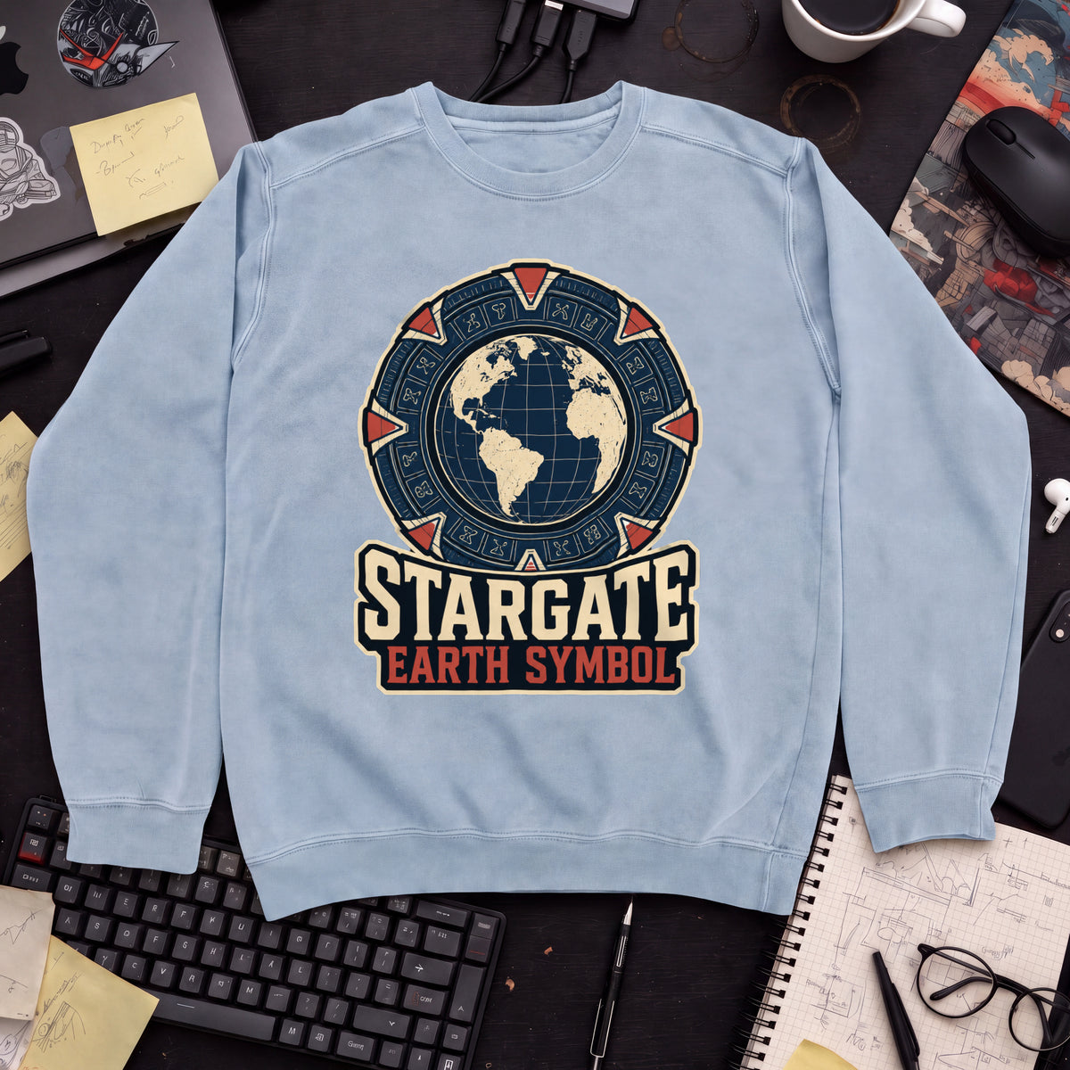 Stargate Earth Symbol Sweatshirt — Sky Blue