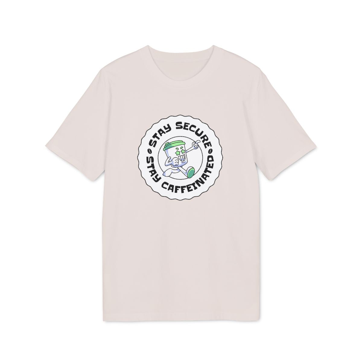 Stay Secure Stay Caffeinated Shirt — Vintage White — EU Creator 2.0 front mockup