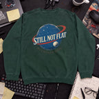 Still Not Flat Blue Planet Sweatshirt — Bottle Green