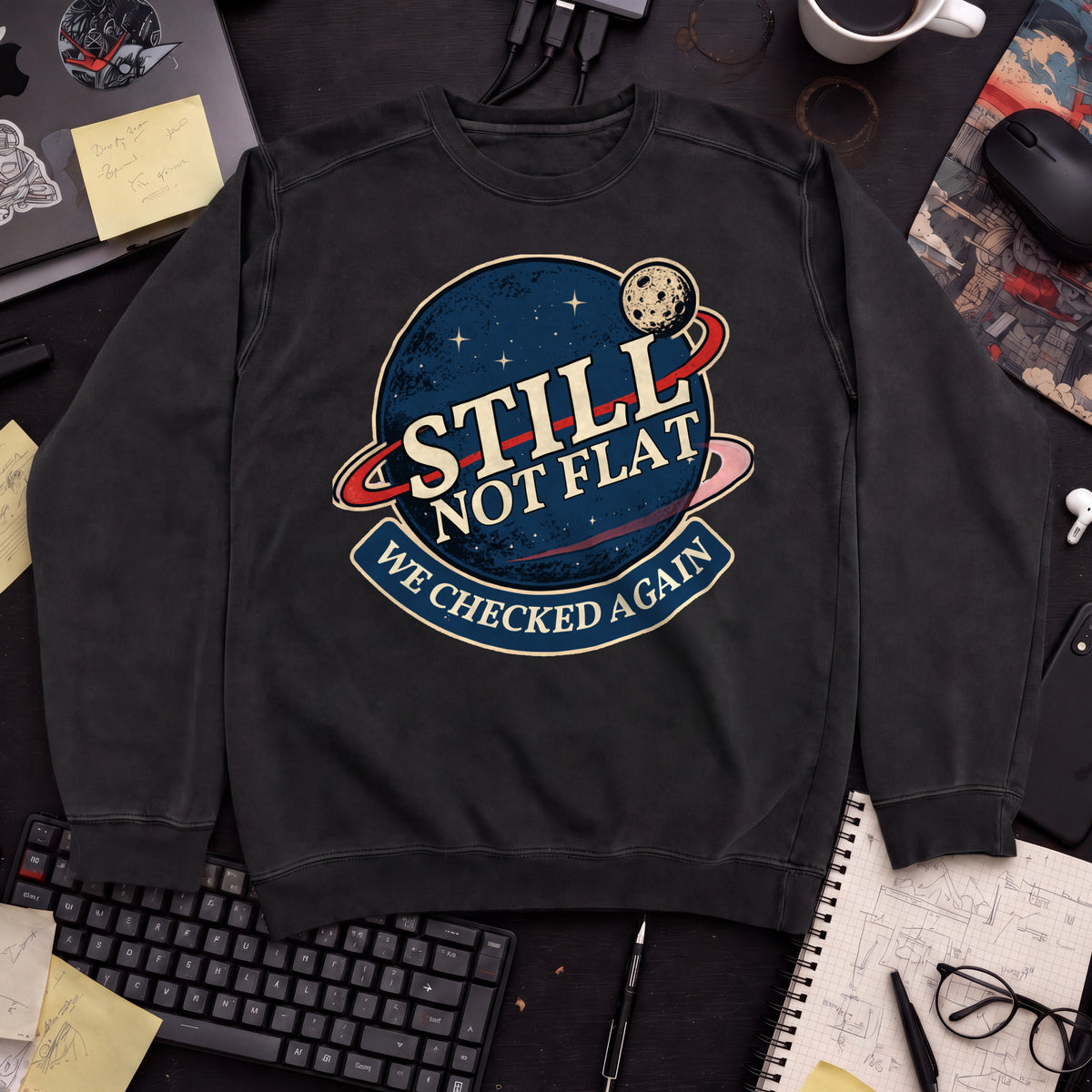 Still Not Flat Planet Sweatshirt — Black