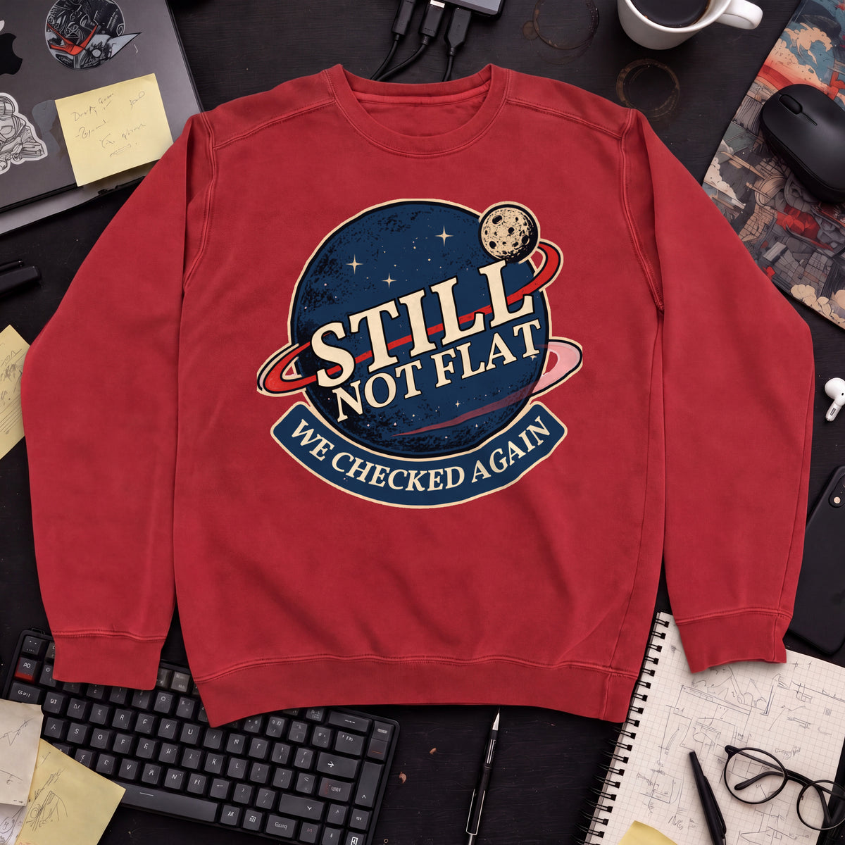 Still Not Flat Planet Sweatshirt — Fire Red