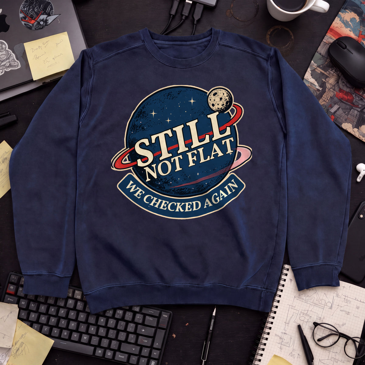 Still Not Flat Planet Sweatshirt — Navy