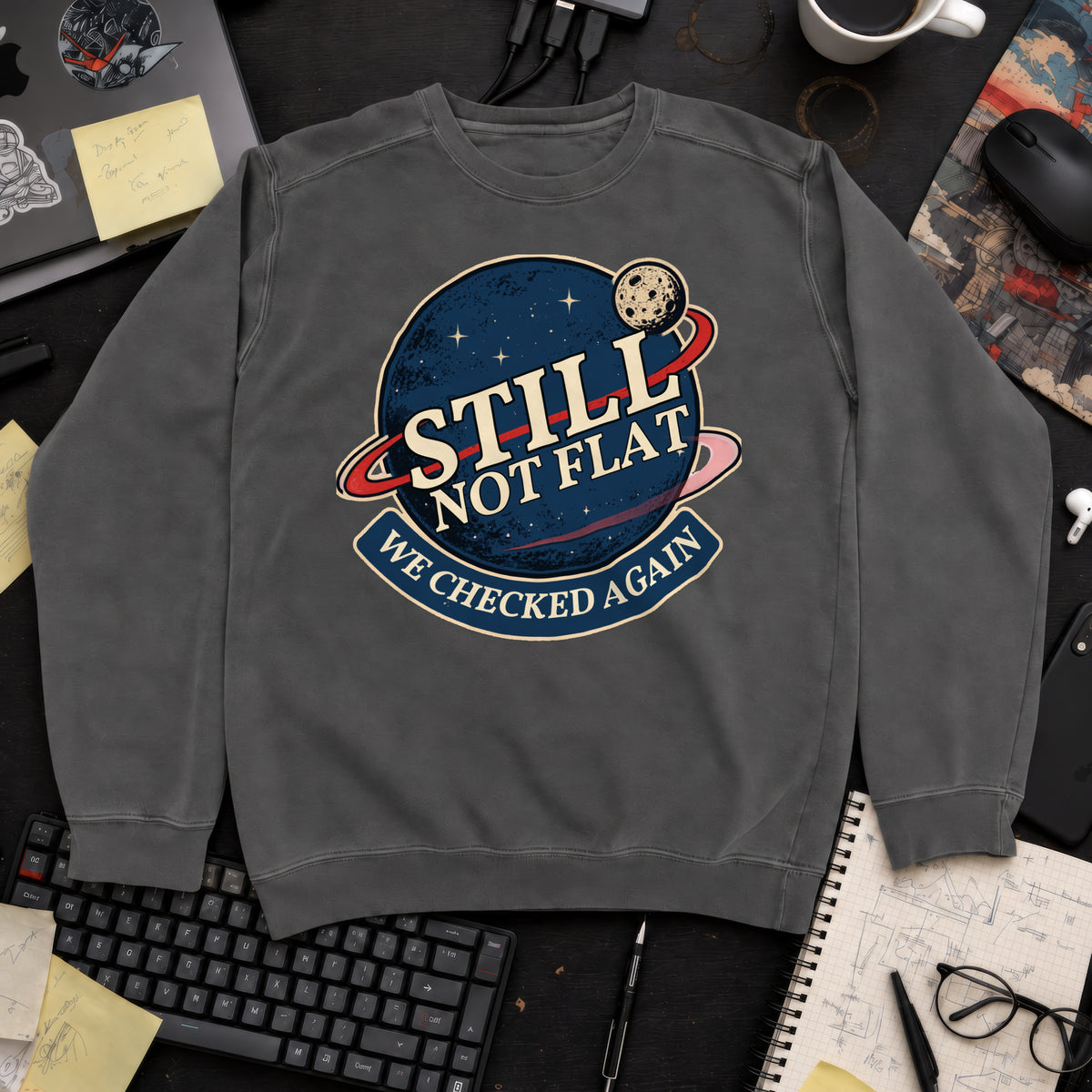 Still Not Flat Planet Sweatshirt — Pepper