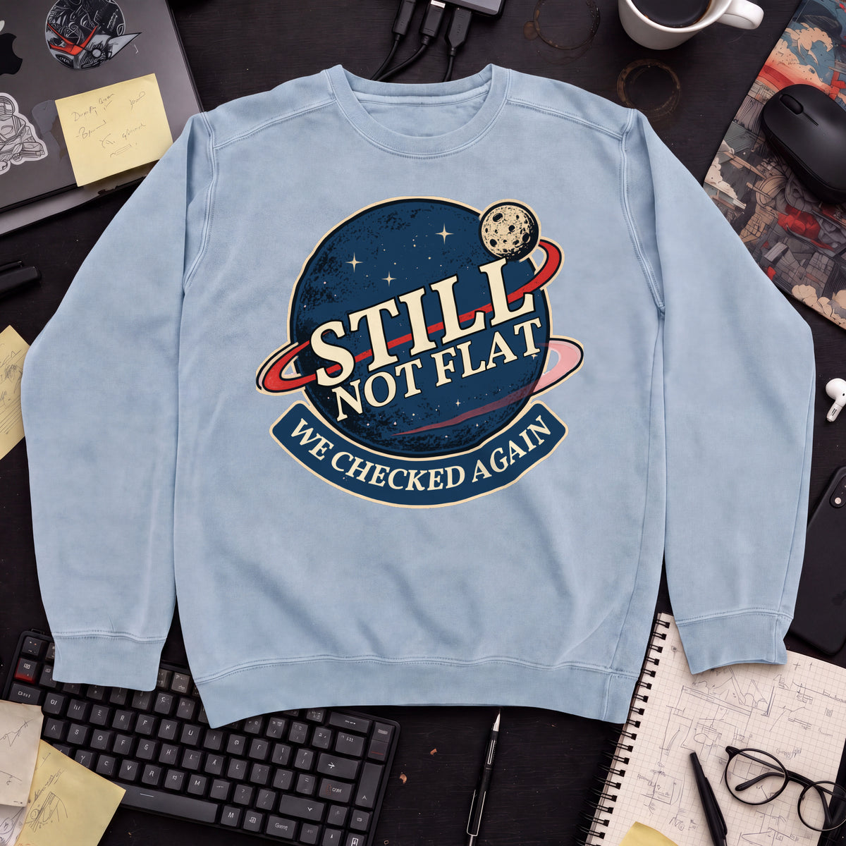 Still Not Flat Planet Sweatshirt — Sky Blue