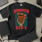 Summerween Sev-1 Shirt — Black Comfort Colors 1717 flat lay