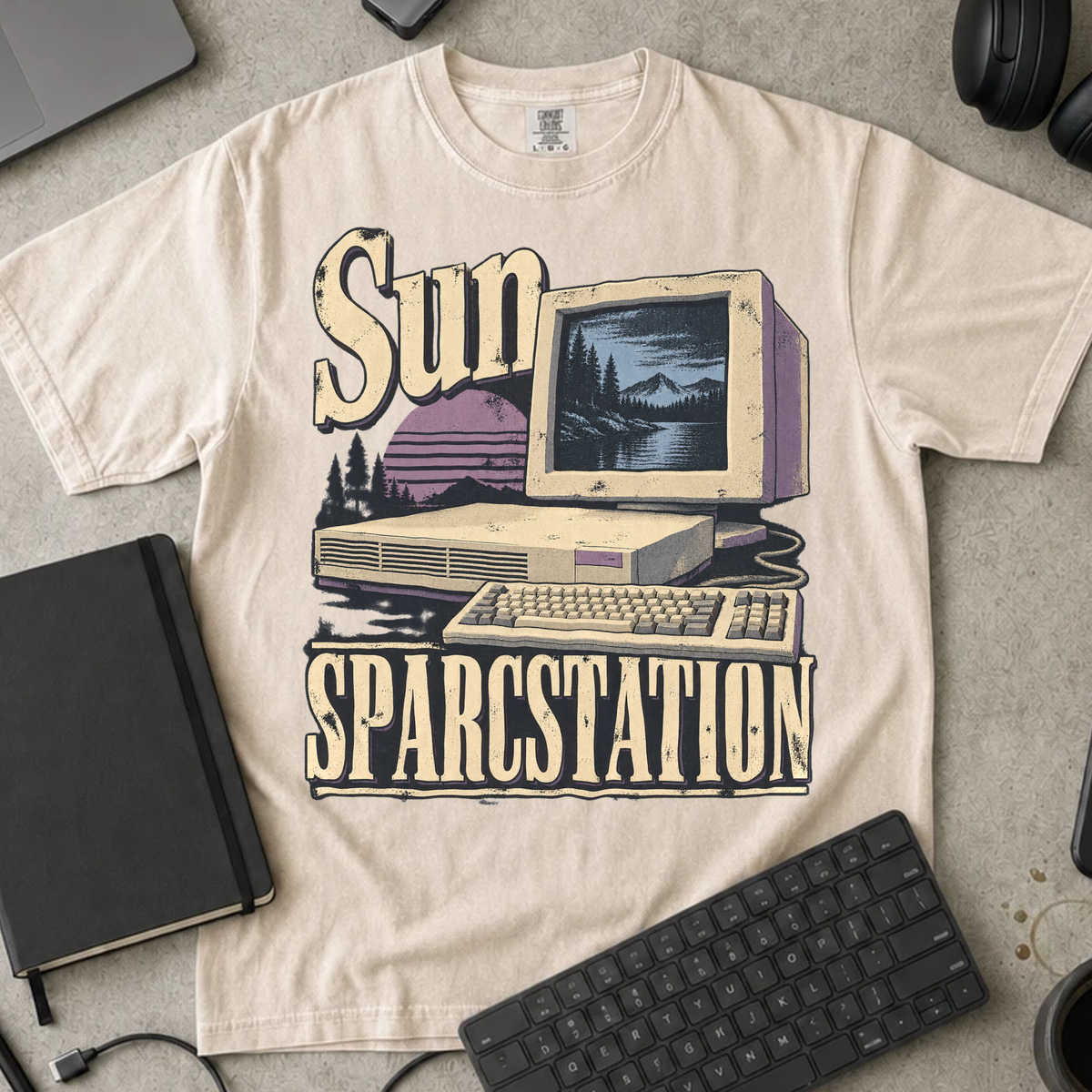 Sun SPARCstation Shirt — Ivory Comfort Colors 1717 flat lay